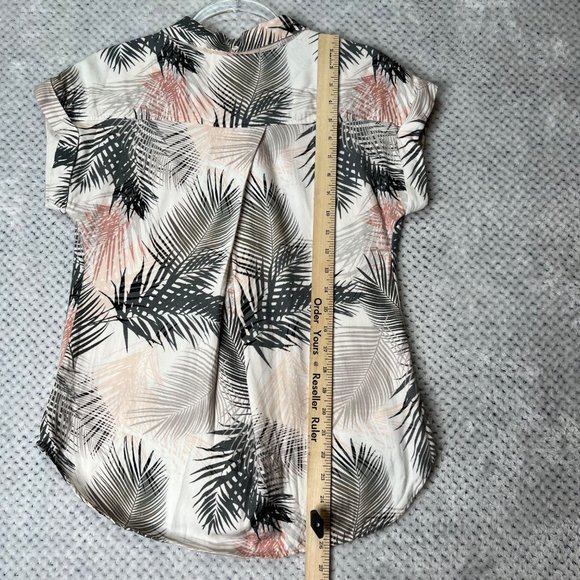 Cloth & Stone Shirt Womens XS Button Front Rolled Short Sleeve Tropical Palm - Picture 8 of 12